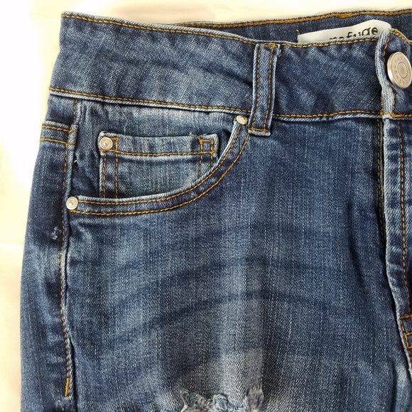Refuge Jeans Womens Size 2 Mid Rise Skinny Leg Destroyed Medium Wash Blue Denim - Picture 11 of 15